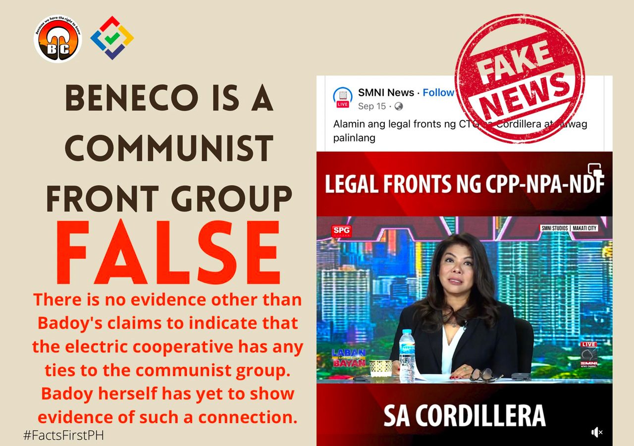 Claim: BENECO is a communist front group