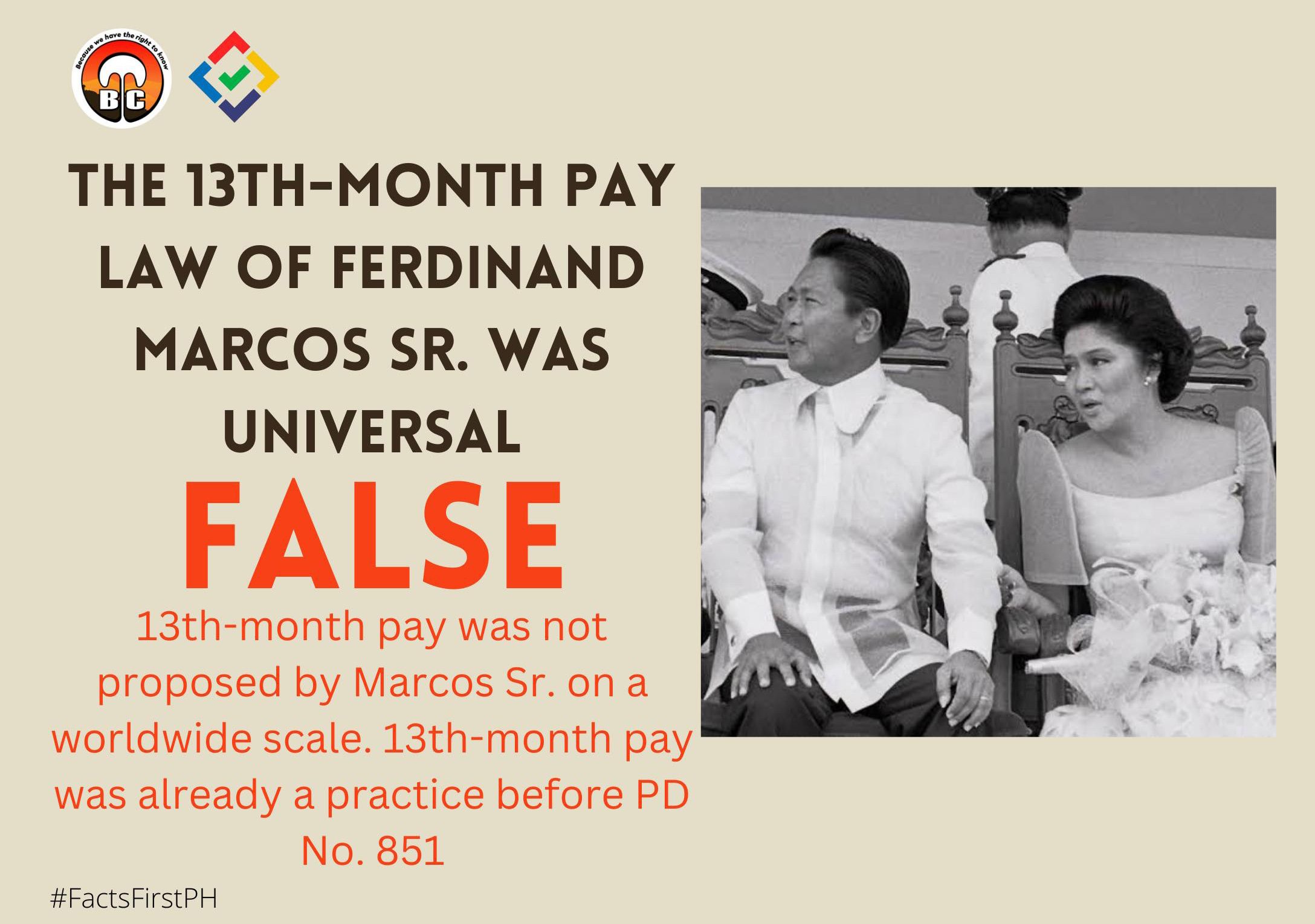 Fact Check: The 13th-month pay law of Ferdinand Marcos Sr. was universal