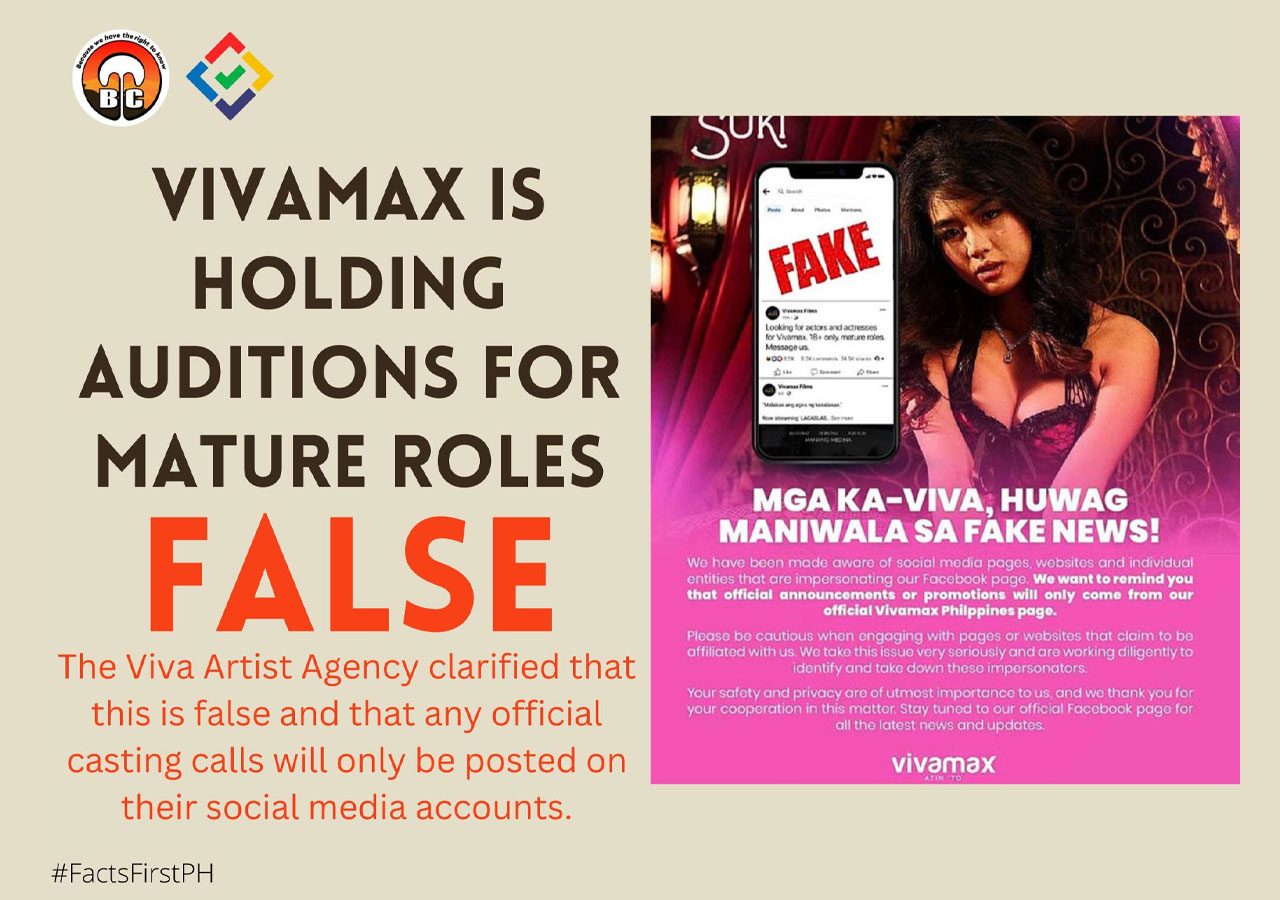 CLAIM: Vivamax is holding auditions for mature roles