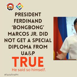 Claim: President Ferdinand ‘Bongbong’ Marcos Jr. did not get a special diploma from UA&P